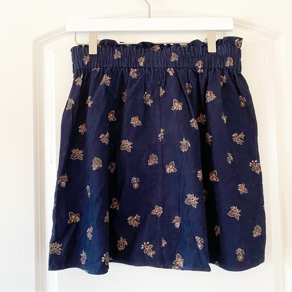 MADEWELL Navy Floral Corduroy Elastic Waist Mini Skirt NWT - Picture 5 of 8